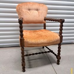 Vintage Chair  – 1960’s Jenny Lin Solid Wood - Beaded Spindle Accent Armchair 