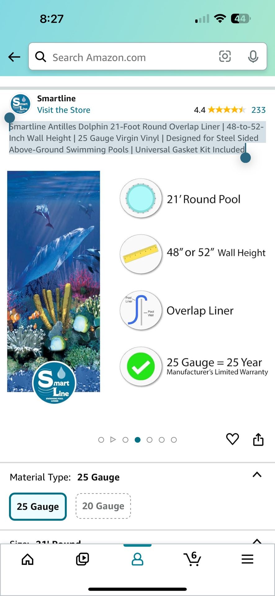 21' Ft Round Overlap Pool Liner (Only Liner Not Pool)