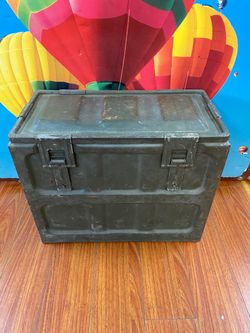 Metal Ammo Box Large Green vintage shell storage case ammunition