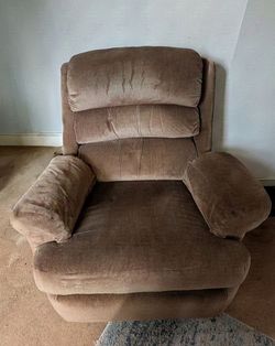 Brown fabric plush recliner
