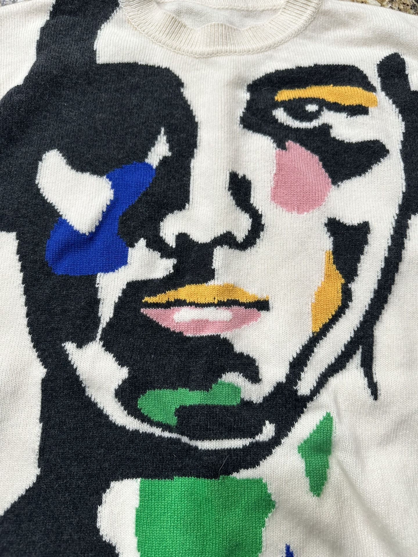 LOUIS VUITTON Knit Sweater Black Beige Blue Green Size 4L HPN82WAGA Vintage Rare