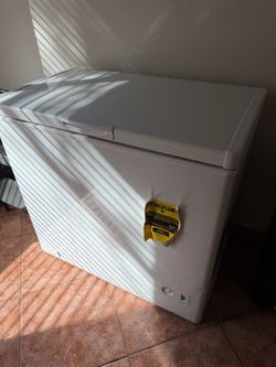 White Chest Freezer with EnergyGuide Label