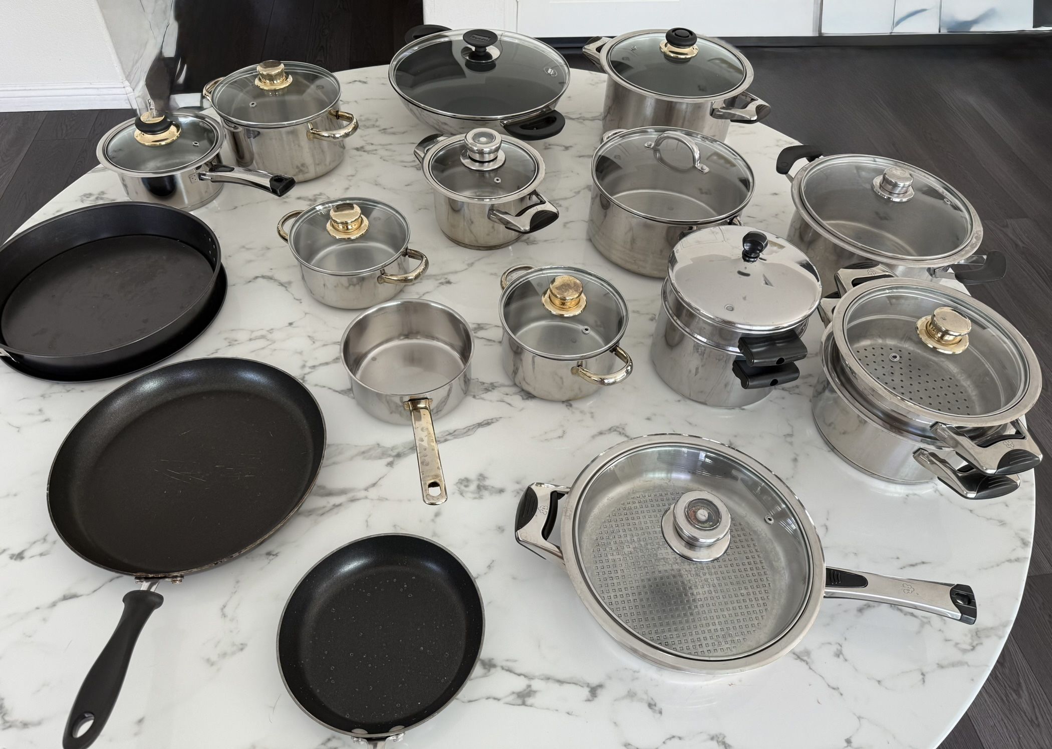 Pots and pans variety.