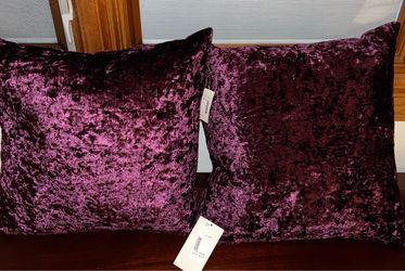 New Purple Crushed Velvet Down filled Throw Pillows Set of 2 made in USA