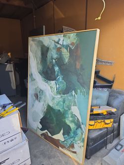 Large Abstract Canvas Wall Art in Wood Frame