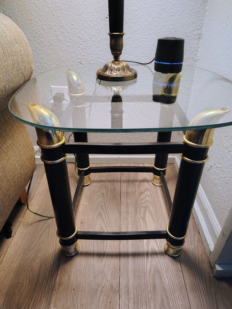 Vintage Black And Gold End Table Set