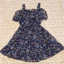 Emma & Elsa Floral Girls Dress Size 6X