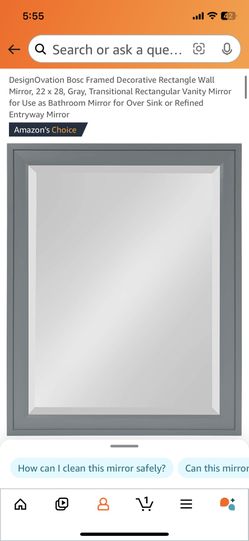 Rectangle Wall Mirror, 22 x 28, Gray, Transitional Rectangular Vanity Mirror
