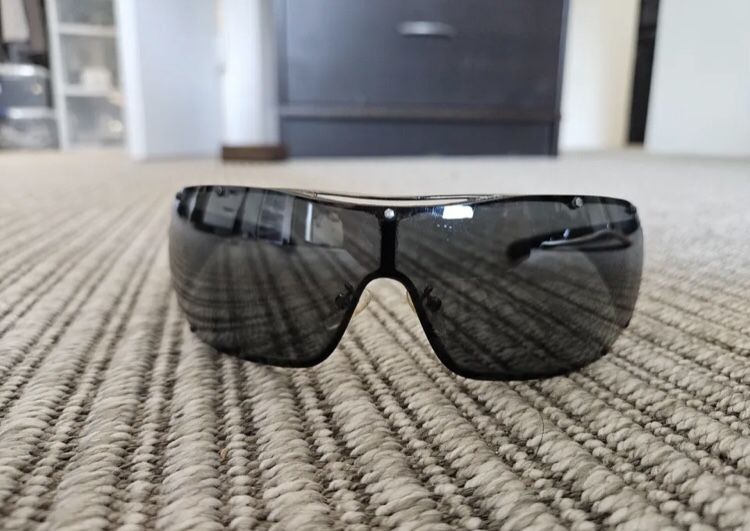 SPS51G PRADA Mens Designer Sunglasses Black Shield