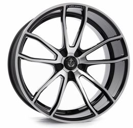 Set 4 22" staggered Axe Wheels EX33 Black w/ machined face 22x9 22x10.5