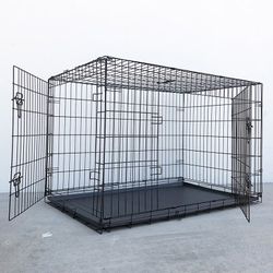 $65 (New in box) Folding 48” dog cage 2-door pet crate kennel w/ tray 48”x29”x32” 