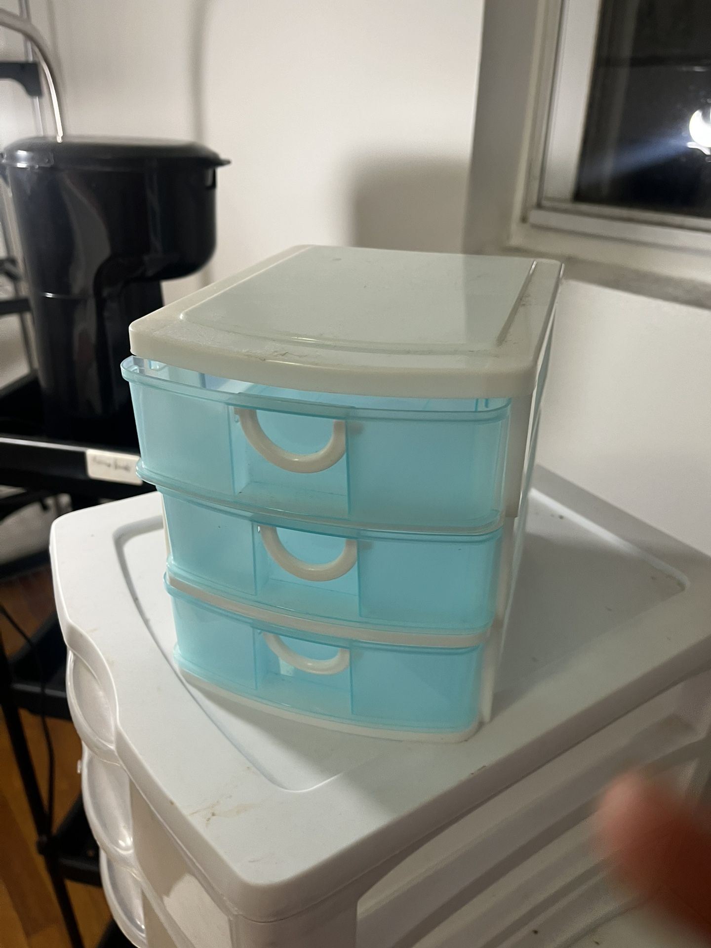 Small 3-Drawer Organizer, Aqua Blue & White