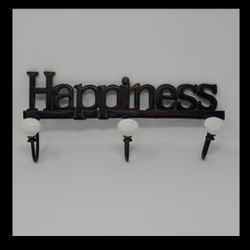 Vintage Cast Iron HAPPINESS Coat Rack