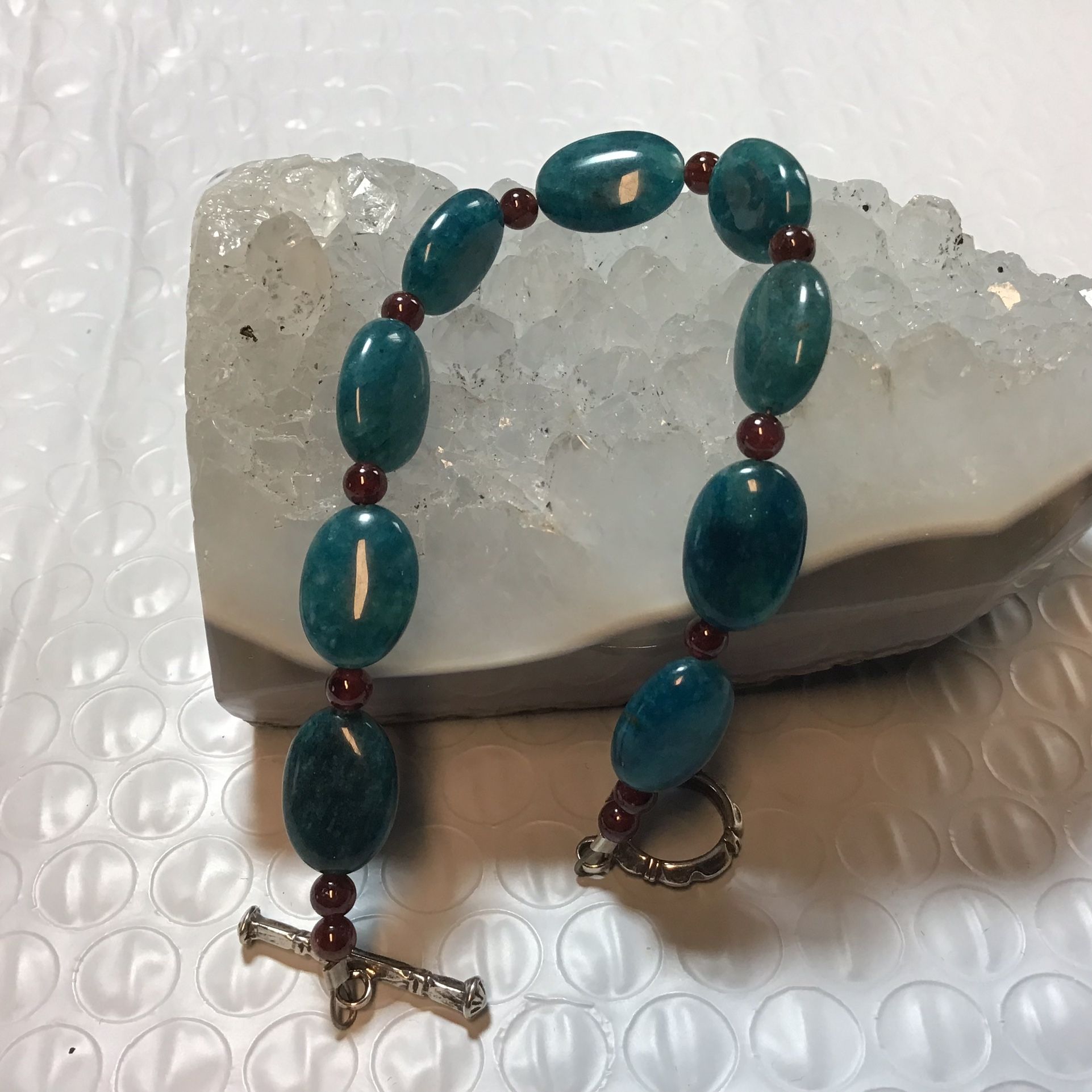Sterling Apatite & Garnet Bracelet