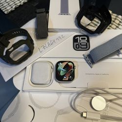Apple Watch Series 10 46mm GPS Silver Aluminum Blue Cloud Sport Loop
