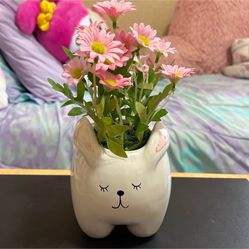 Pink Flower Bunny Vase