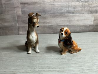 Walt Disney Lady and The Tramp Figurines Ceramic  Made In Japan