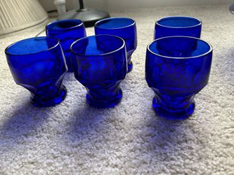 Vintage Viking glass cobalt blue Georgian set