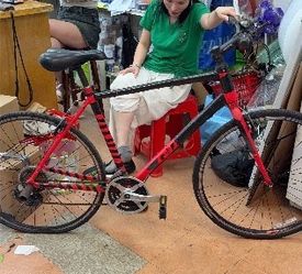 Red and Black Hybrid Bicycle
