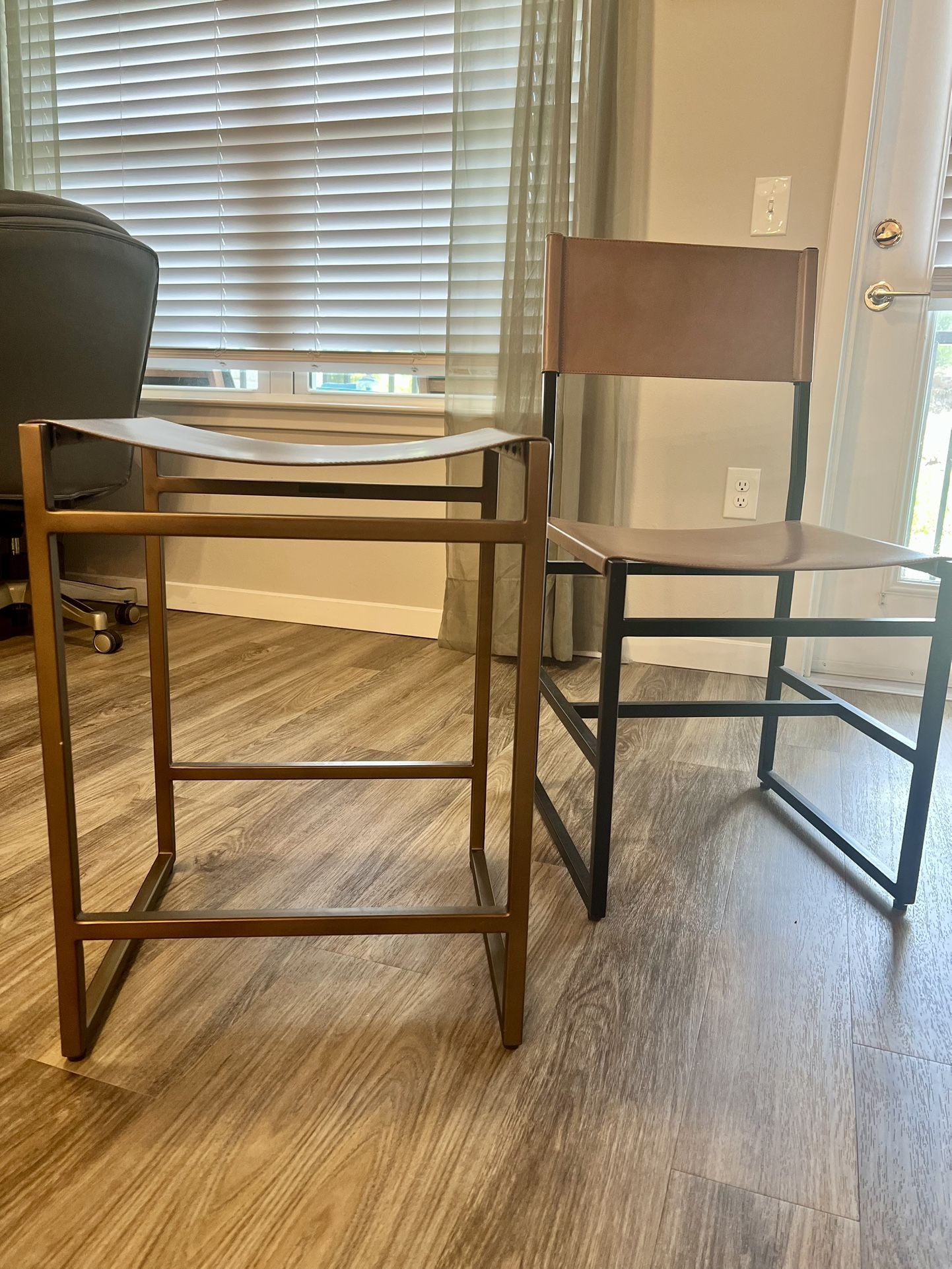 Pottery Barn Leather Stool & Chair