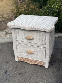 Wicker rattan nightstand one available