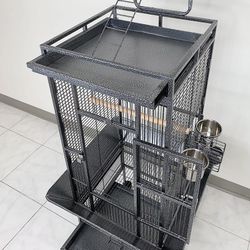 (NEW) $125 Large 61” Tall Bird Cage with Rolling Stand Playtop for Parakeets Parrots Conures Cockatiel 