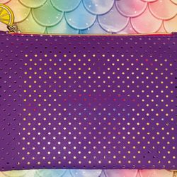 BRIGHT🌟✨PURPLE🟣🟣MESH LOOK HOT PINK💕ZIPPER LINE W: LEMON🍋ZIPPER CHARM MAKEUP💄BAG