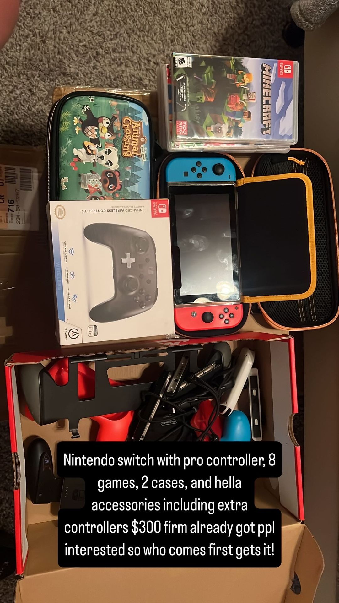 Nintendo Switch With 8 Games And Accessories