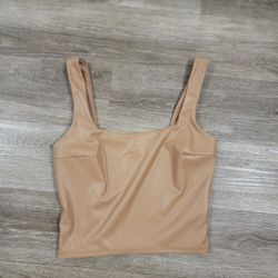 Express Faux Leather Crop Top, Size Small
