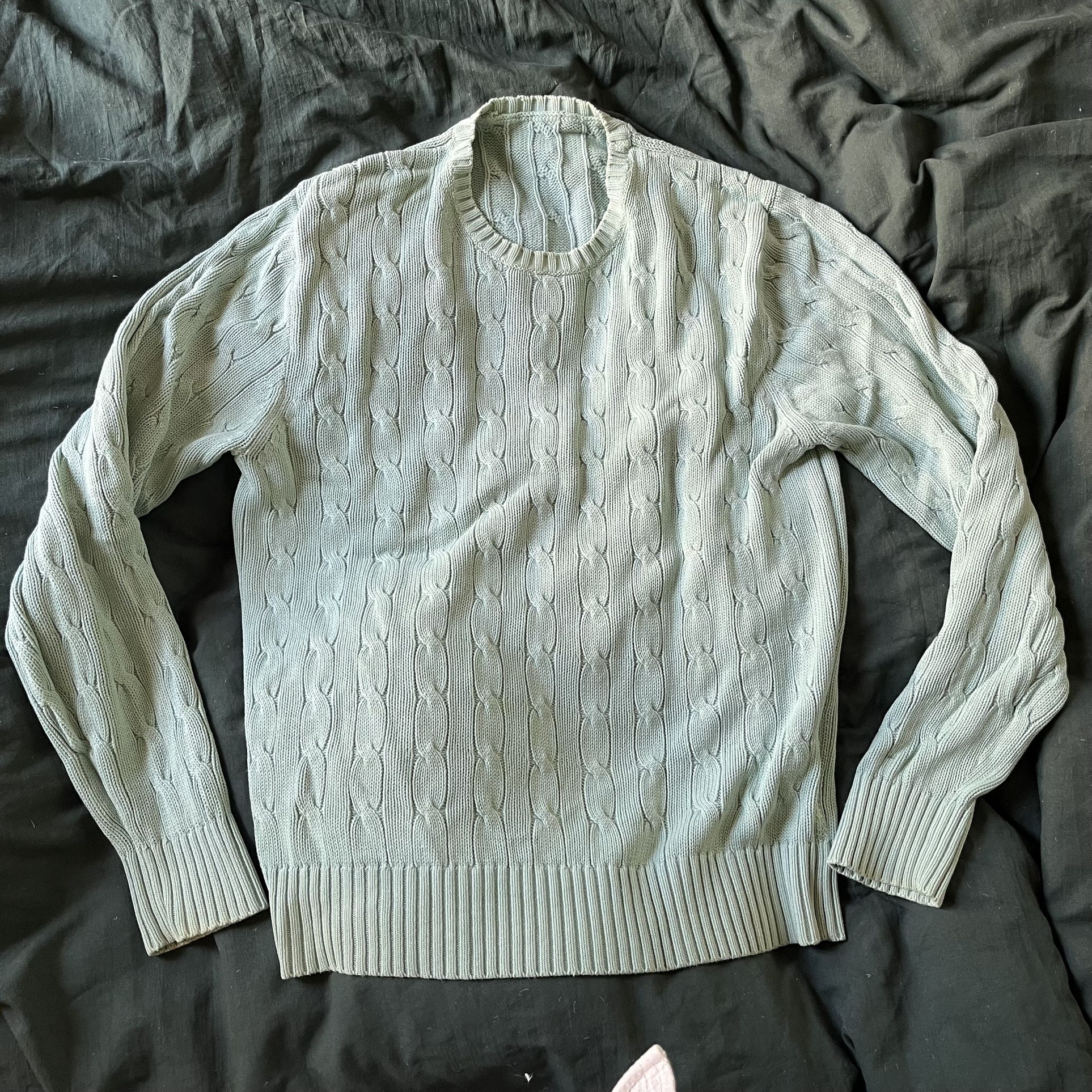 Crewneck Cotton Light Blue-Green Sweater 