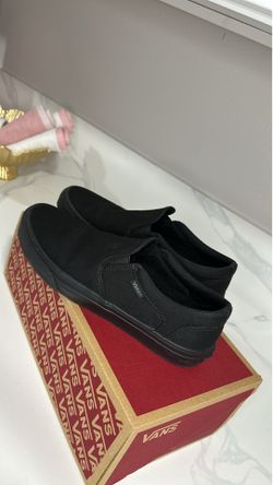 All black vans men size 8 1/2 worn 1 time in perfect condition very clean firm price $40