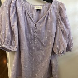 Lavender Top with Small White Flowers Size Large 