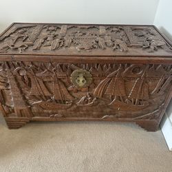 Antique Carved Camphor Trunk
