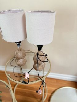 Pair of Table Lamps with Geometric Base