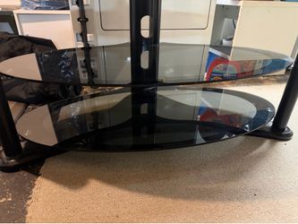 Modern Black Tempered Glass TV Stand – 3 Shelves – Excellent Condition