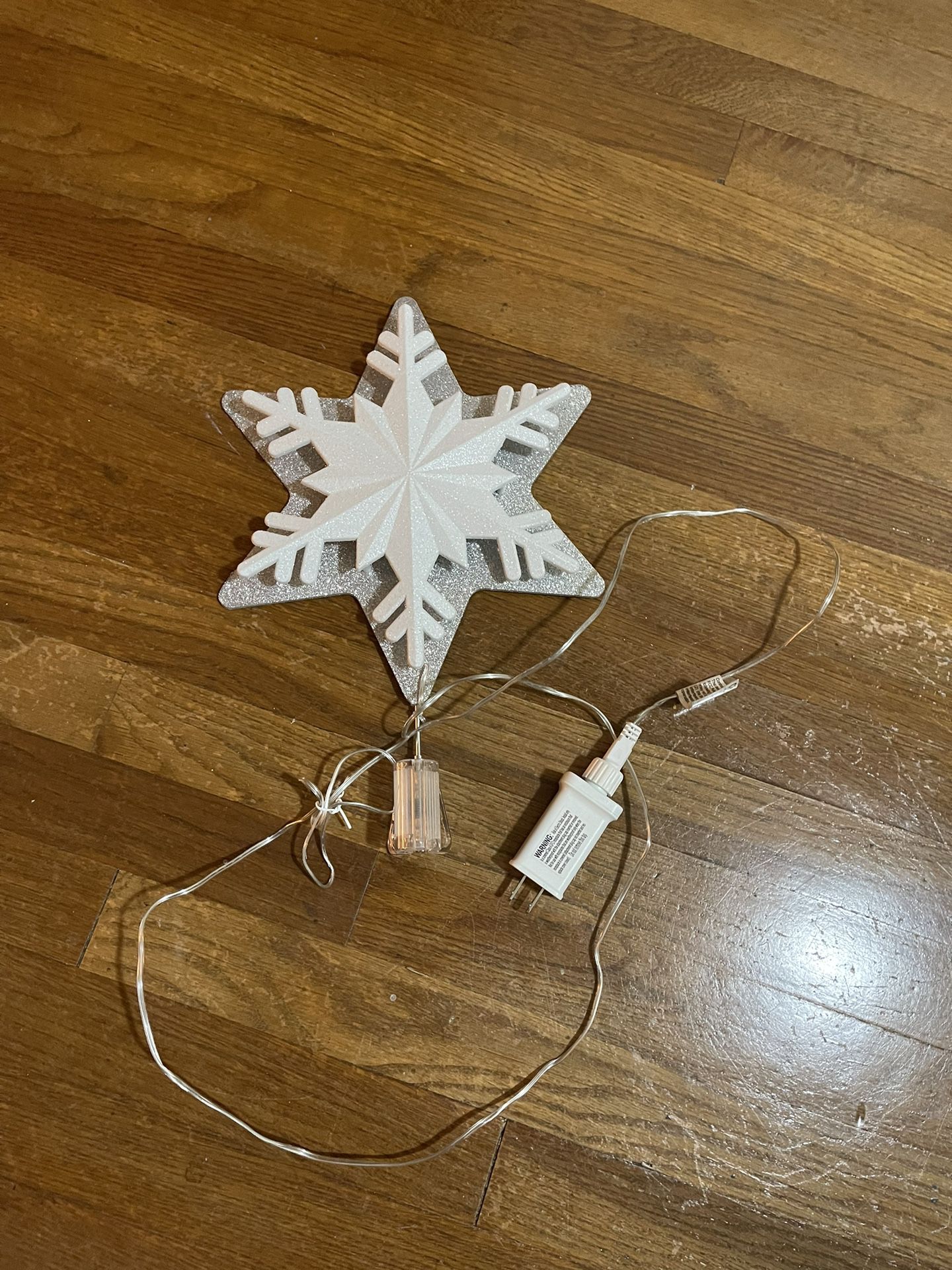 White & Silver Light-Up Snowflake Tree Topper