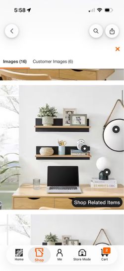 Repose 23.6 in. W x 5.75 in. D x 5.6 in. Display Photo Ledge Decorative Wall Shelf Set of 2-Black Back/Chestnut Shelf