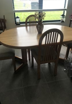 Butcher block table with four chairs