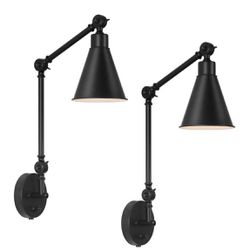 (2) Black Swing Arm Sconce / PLUG IN or HARDWIRE