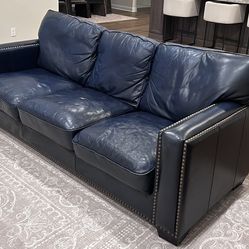 Blue Leather Sofa