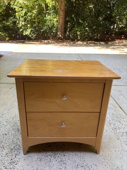 Mission Style End / Side Table, Nightstand with Two Drawers