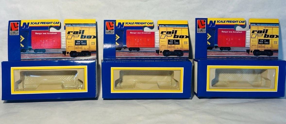 Set Of 3 Empty Life Like Trains Boxes N Scale Freight Car 