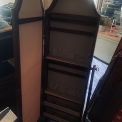 free standing, movable mirror w/hidden jewelry cabinet