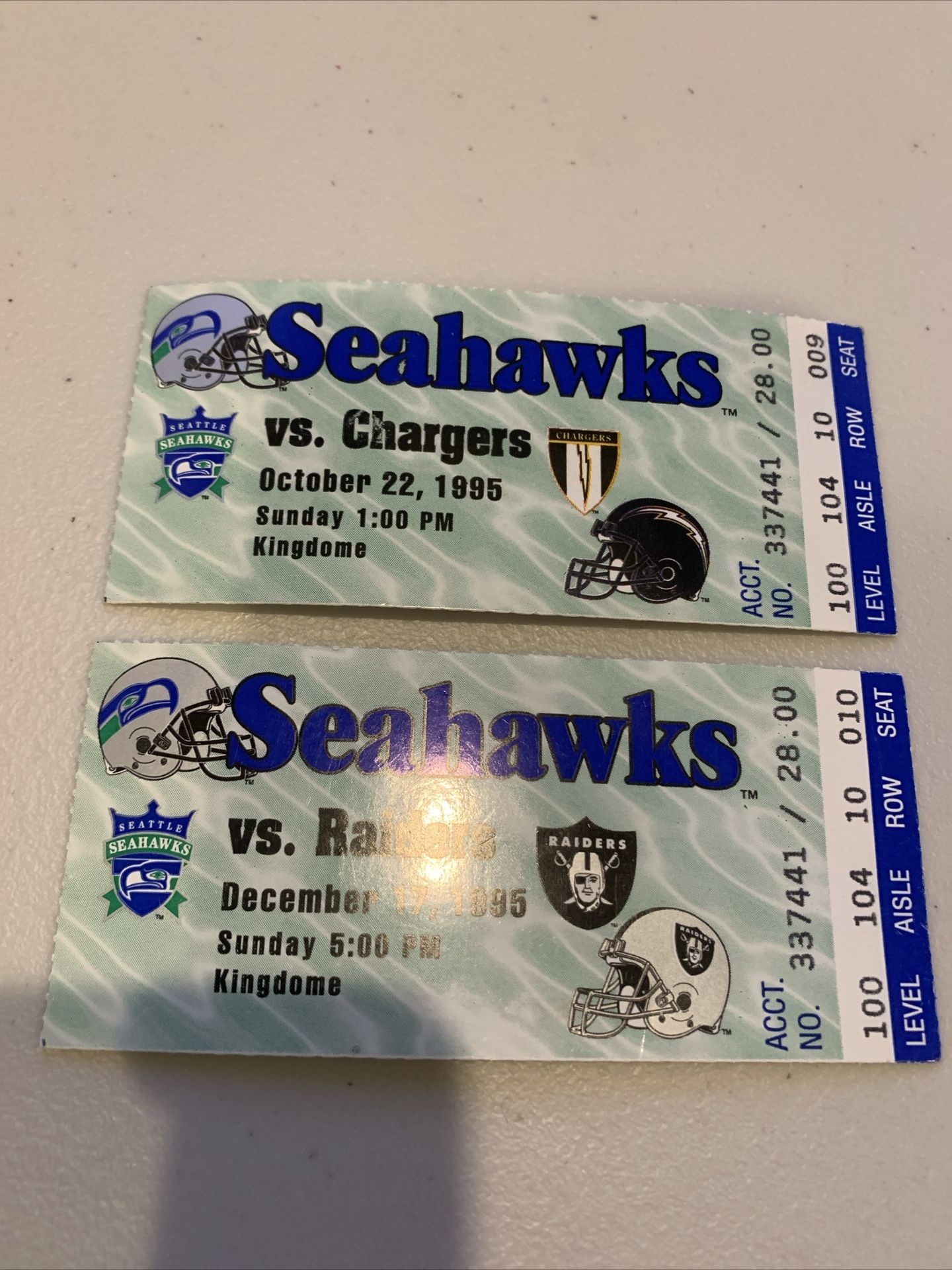 Vintage Seattle Sports Ticket Stubs (Sonics, Mariners and Seahawks)