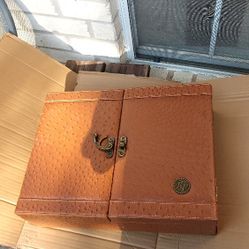Ricky Patel Ostrich Skin Humidor Whiskey & Cigar  Case, Rare
