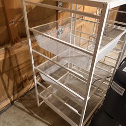 3 IKEA Jonaxel storage cabinets with Jonaxel wire mesh bins