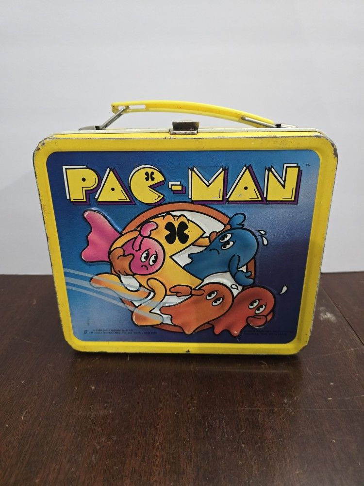 Vintage 1980s Metal PACMAN Lunch Box (No Thermos)