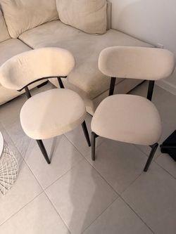 2 - Modern Upholstered Fabric Dining Chairs