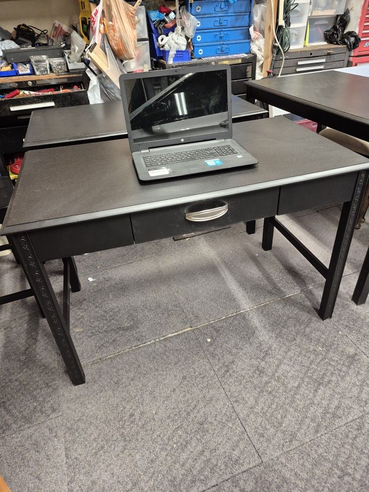  Black, wooden Office Desk With A Drawer 