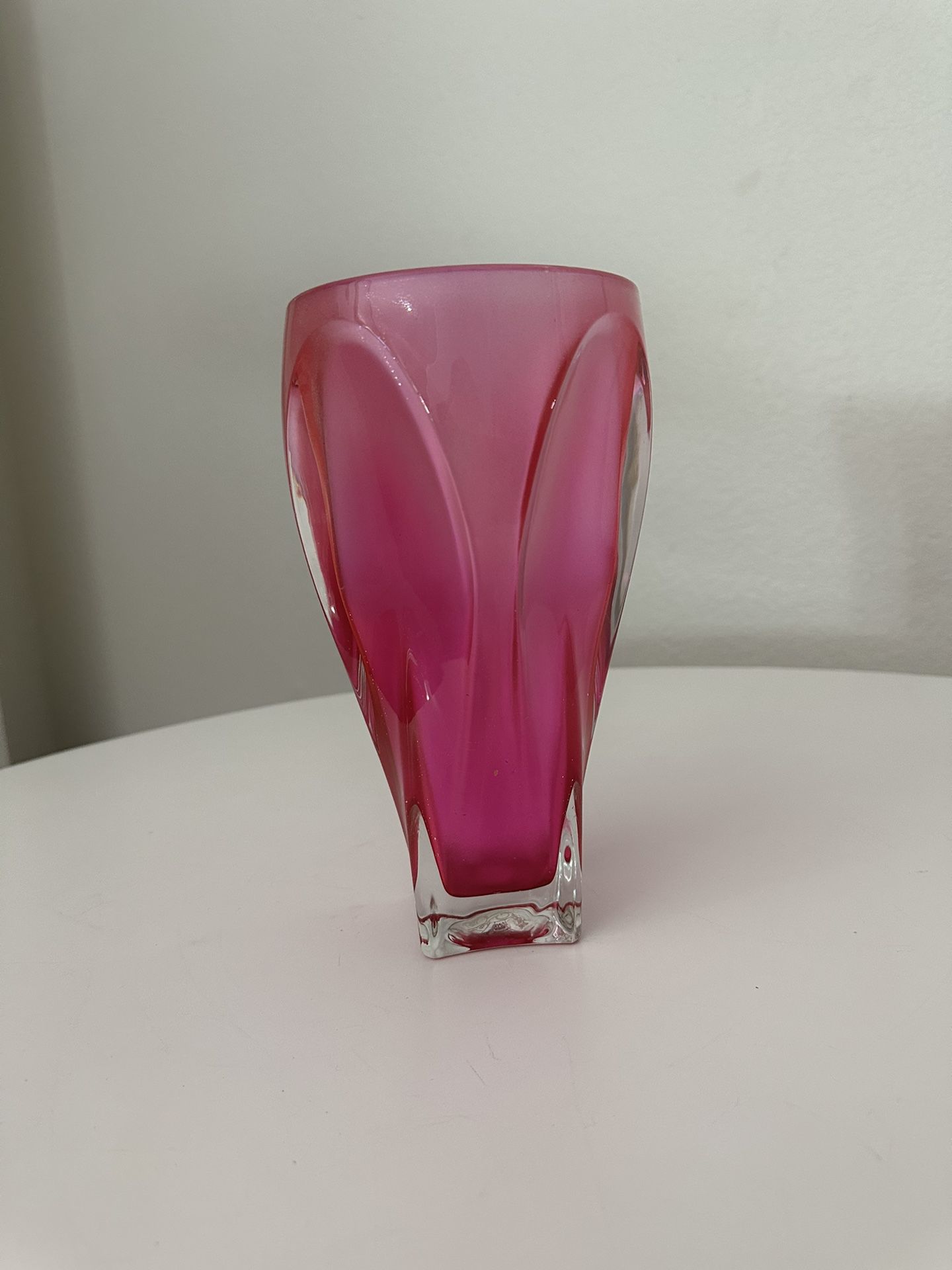 Hot Pink Glass Flower Vase